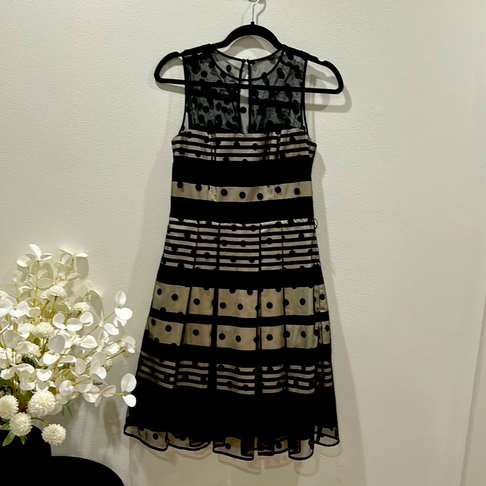 Perfect for spring weddings! Polka dot black and cream party dress!